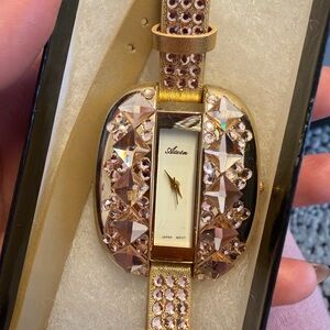 Adore Gold Watch with Pink Crystal Accents